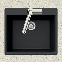 Thumbnail for Houzer MIDNITE Quartztone Series Granite Topmount Single Bowl Kitchen Sink, Black Kitchen Sink - Topmount Houzer 