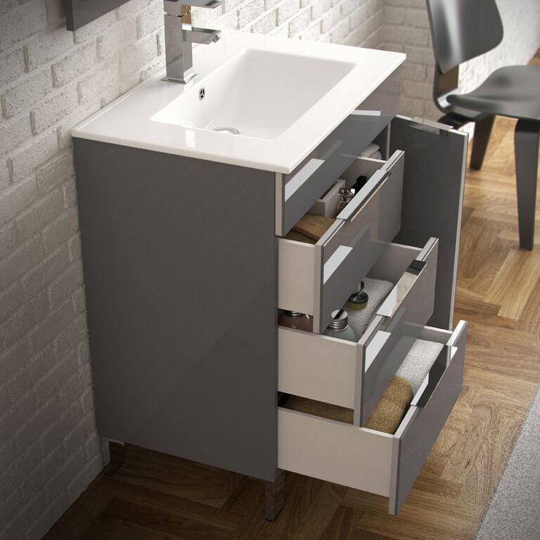 Eviva Geminis® 28" Grey Modern Vanity with White Integrated Porcelain Sink Vanity Eviva 