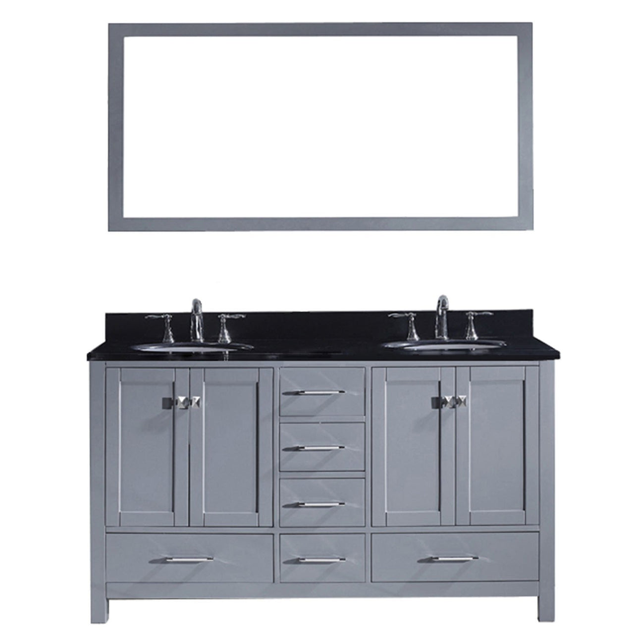Virtu USA Caroline Avenue 60" Double Round Sink Grey Top Vanity in Grey with Mirror Vanity Virtu USA 