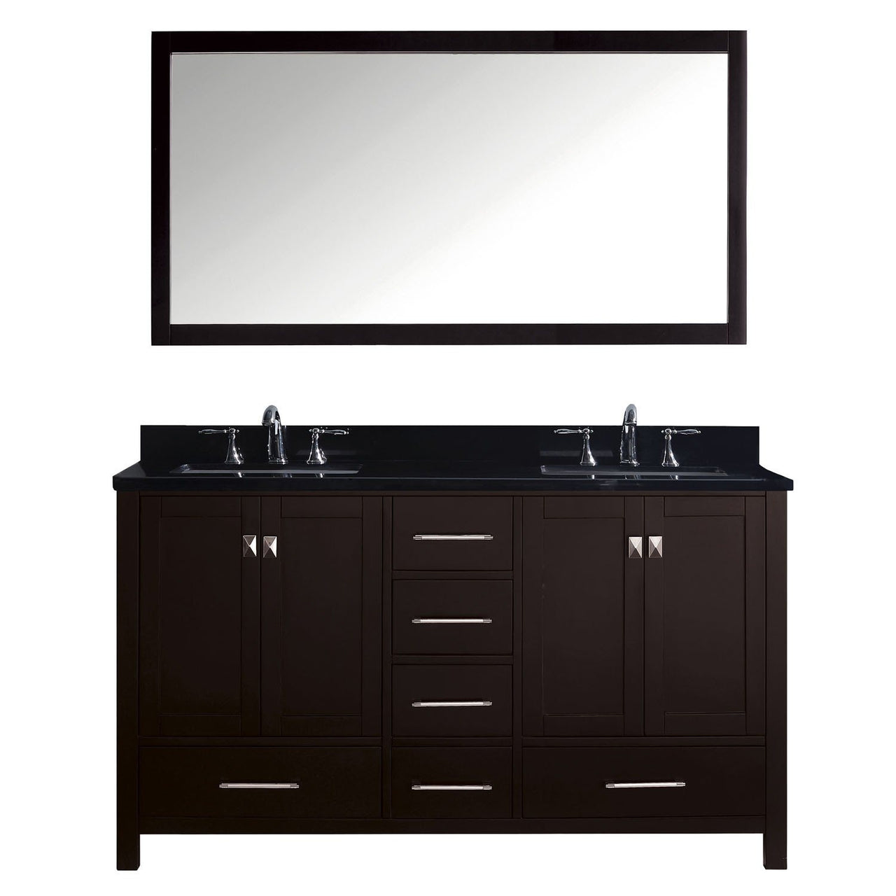 Virtu USA Caroline Avenue 60" Double Square Sink Espresso Top Vanity in Espresso with Mirror Vanity Virtu USA 