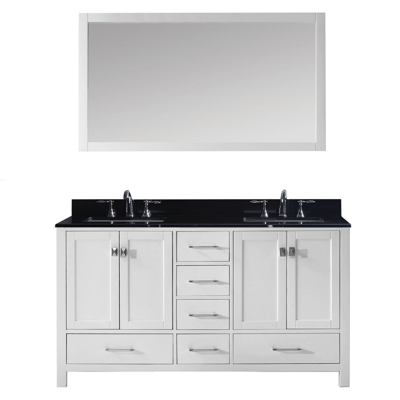 Virtu USA Caroline Avenue 60" Double Square Sink White Top with Mirror Vanity Virtu USA 