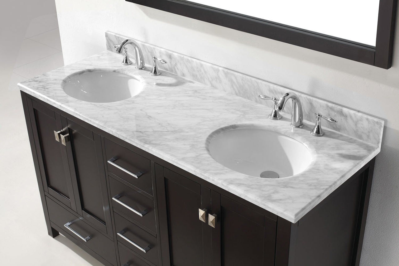 Virtu USA Caroline Avenue 60" Double Round Sink Espresso Top Vanity in Espresso with Mirror Vanity Virtu USA 