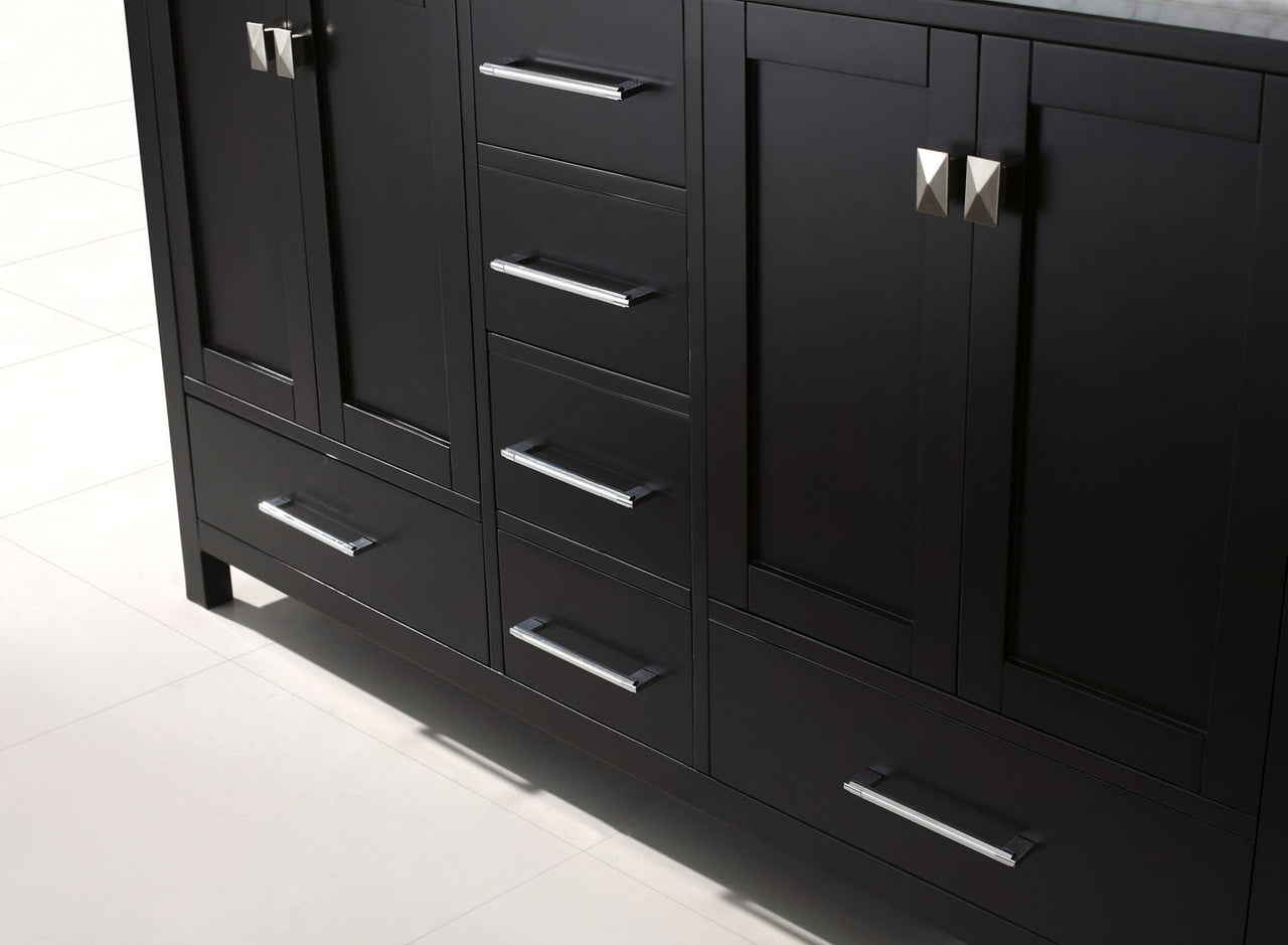 Virtu USA Caroline Avenue 60" Double Round Sink Espresso Top Vanity in Espresso with Mirror Vanity Virtu USA 