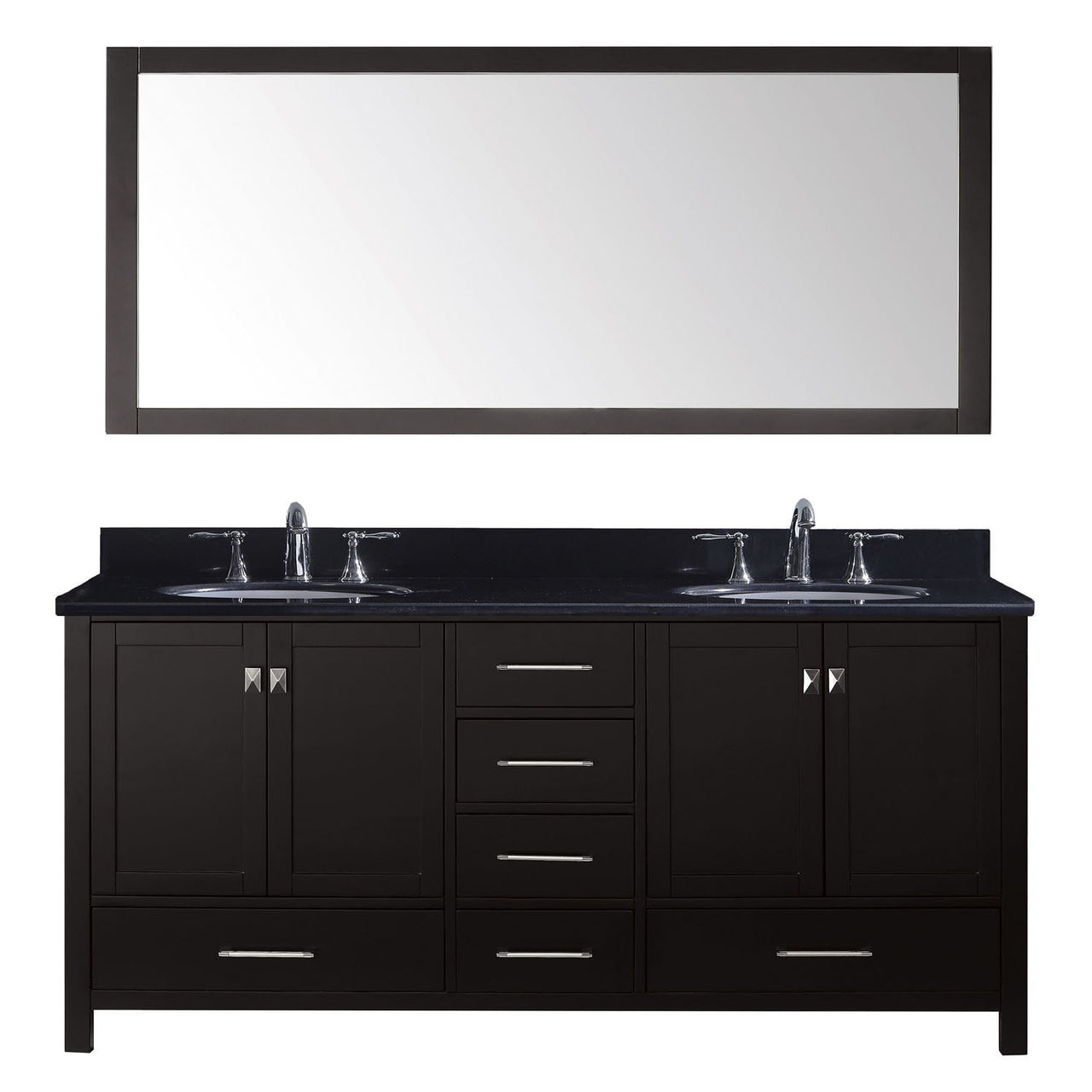 Virtu USA Caroline Avenue 72" Double Round Sink Espresso Top with Mirror Vanity Virtu USA 