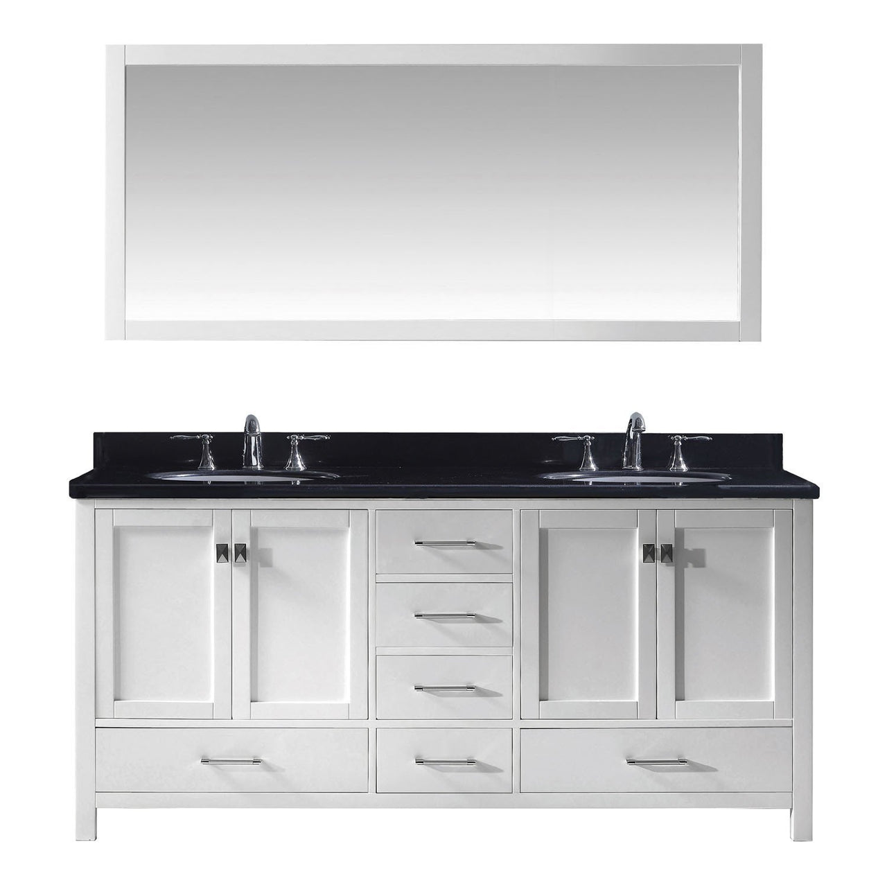 Virtu USA Caroline Avenue 72" Double Round Sink White Top Vanity in White with Mirror Vanity Virtu USA 
