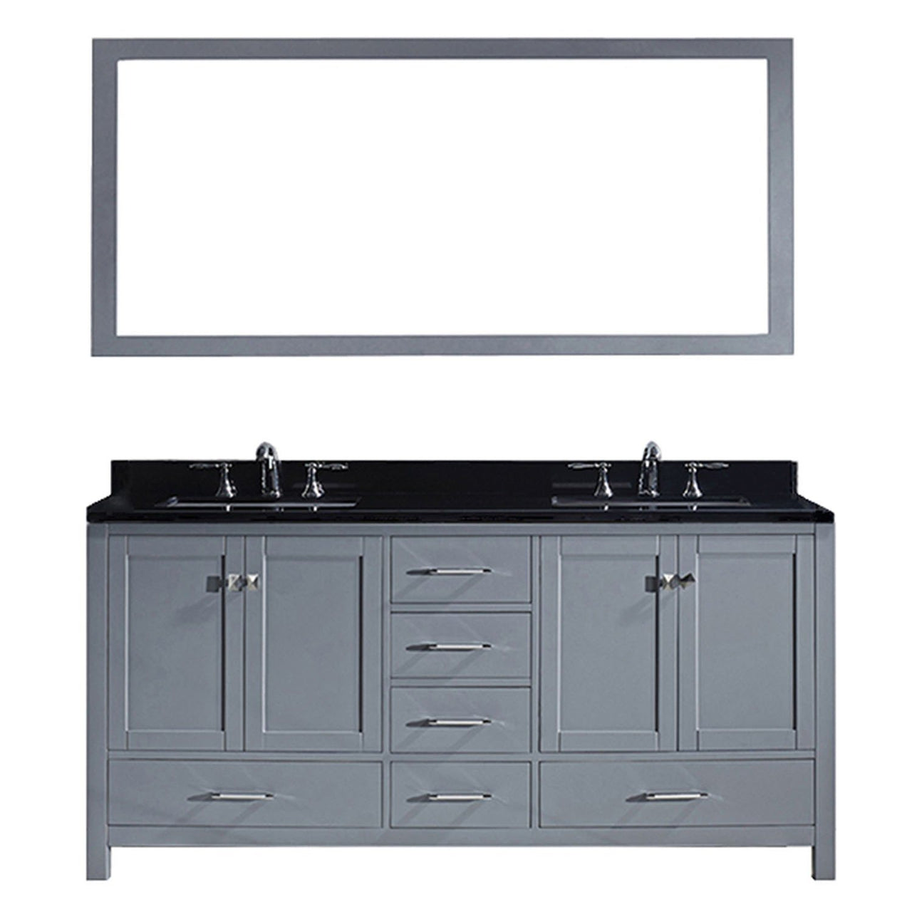 Virtu USA Caroline Avenue 72" Double Square Sink Grey Top Vanity in Grey with Mirror Vanity Virtu USA 