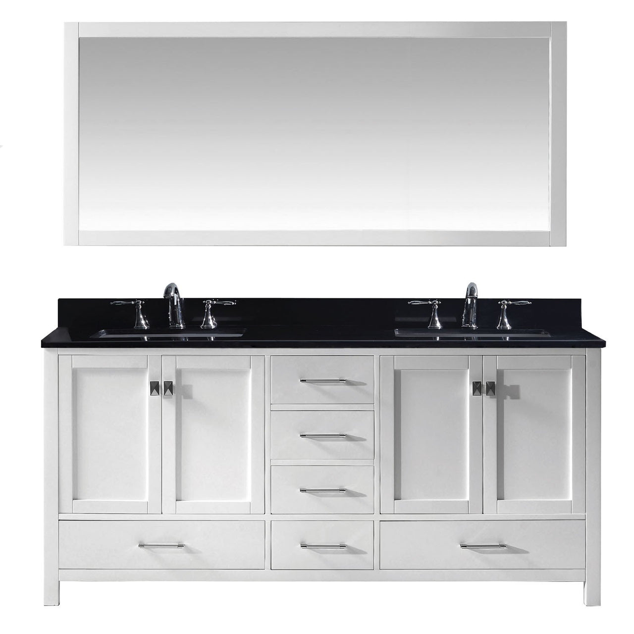 Virtu USA Caroline Avenue 72" Double Square Sink White Top Vanity in White with Mirror Vanity Virtu USA 