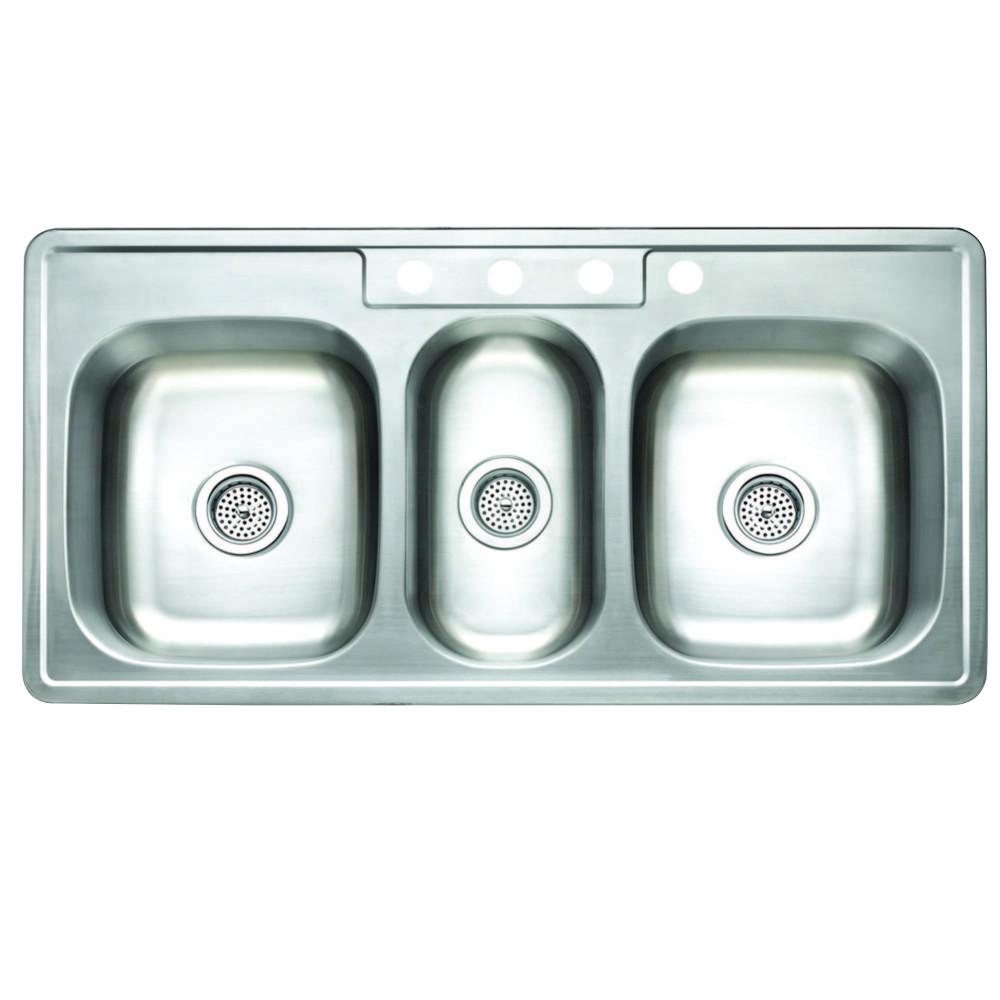 Studio GKT5021969TBN Self Rimming Triple Bowl Kitchen Sink , Brushed Nickel Kitchen Sink Kingston Brass Default Title 
