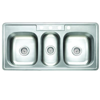 Thumbnail for Studio GKT5021969TBN Self Rimming Triple Bowl Kitchen Sink , Brushed Nickel Kitchen Sink Kingston Brass Default Title 