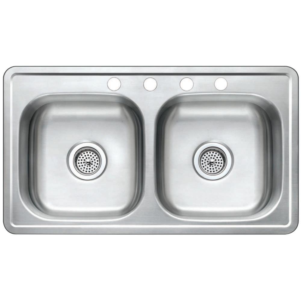 Gourmetier GKTD33197 Drop-in Double Bowl Kitchen Sink Kitchen Sink Kingston Brass Default Title 