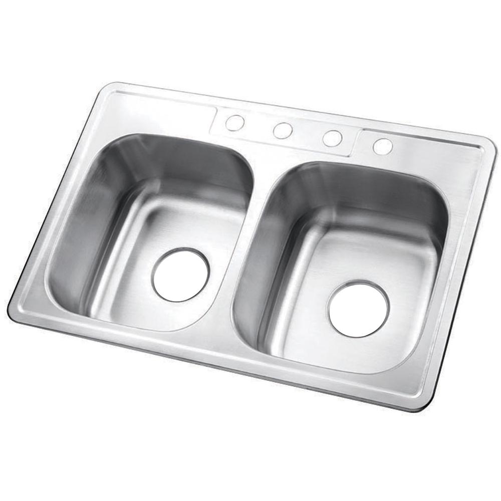 Gourmetier GKTD33226 Drop-in Double Bowl Kitchen Sink Kitchen Sink Kingston Brass Default Title 
