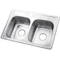 Thumbnail for Gourmetier GKTD33226 Drop-in Double Bowl Kitchen Sink Kitchen Sink Kingston Brass Default Title 