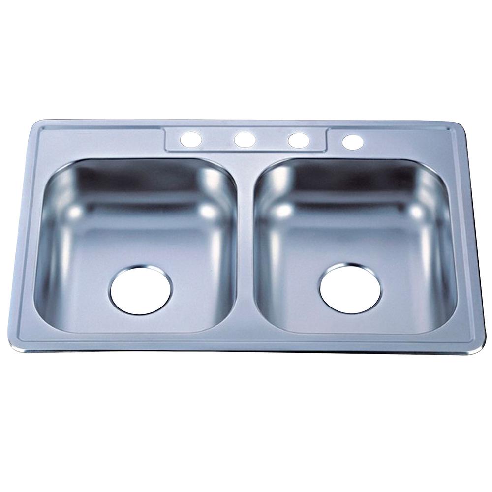 Gourmetier GKTD33227MR Drop-in Double Bowl Kitchen Sink Kitchen Sink Kingston Brass Default Title 