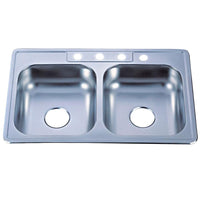 Thumbnail for Gourmetier GKTD33227MR Drop-in Double Bowl Kitchen Sink Kitchen Sink Kingston Brass Default Title 