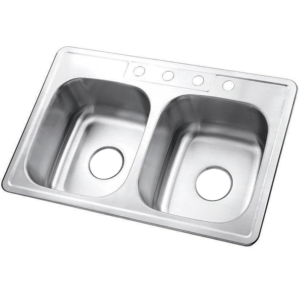 Gourmetier GKTD33227 Drop-in Double Bowl Kitchen Sink Kitchen Sink Kingston Brass Default Title 