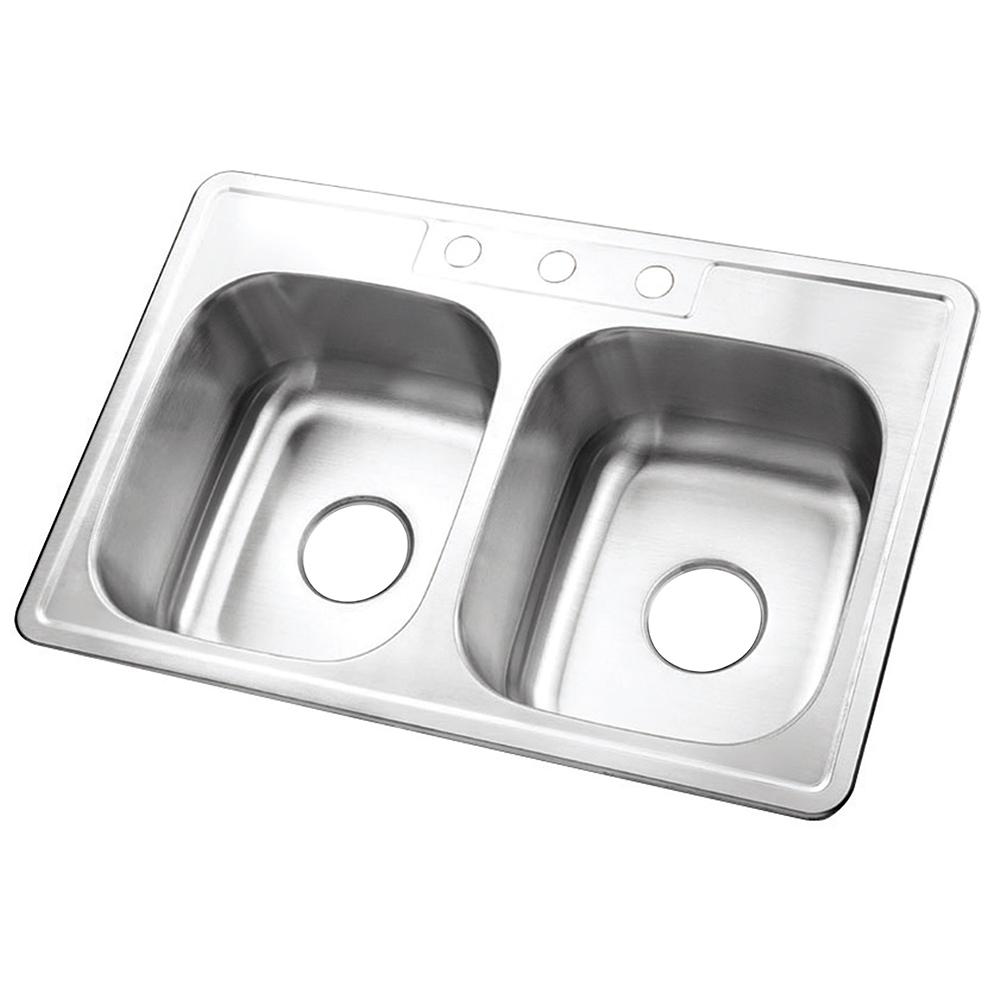 Gourmetier GKTD332283 Drop-in Double Bowl Kitchen Sink Kitchen Sink Kingston Brass Default Title 
