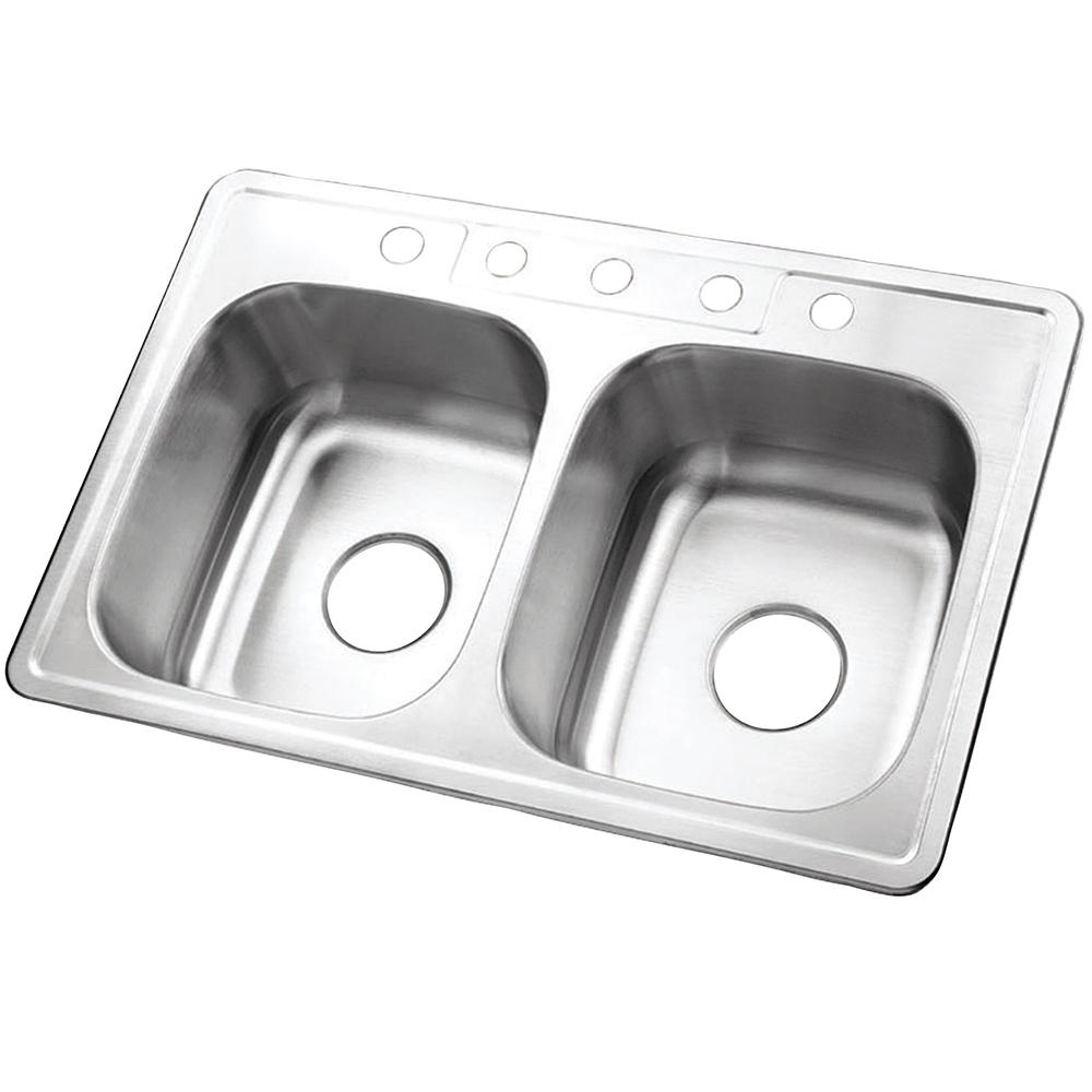 Gourmetier GKTD332285 Drop-in Double Bowl Kitchen Sink Kitchen Sink Kingston Brass Default Title 