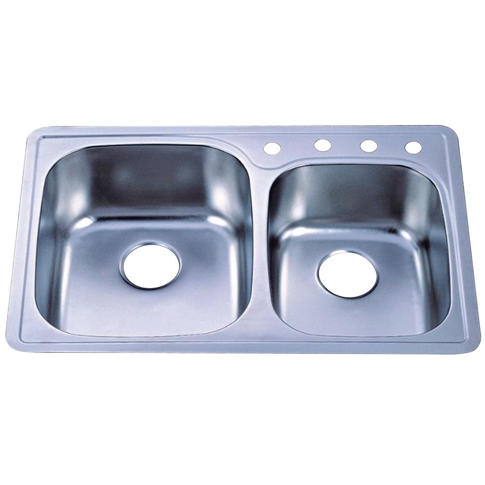 Gourmetier GKTDD3322C Drop-in Double Bowl Kitchen Sink Kitchen Sink Kingston Brass Default Title 