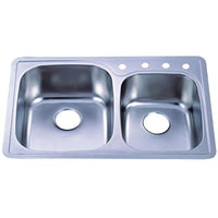 Thumbnail for Gourmetier GKTDD3322C Drop-in Double Bowl Kitchen Sink Kitchen Sink Kingston Brass Default Title 