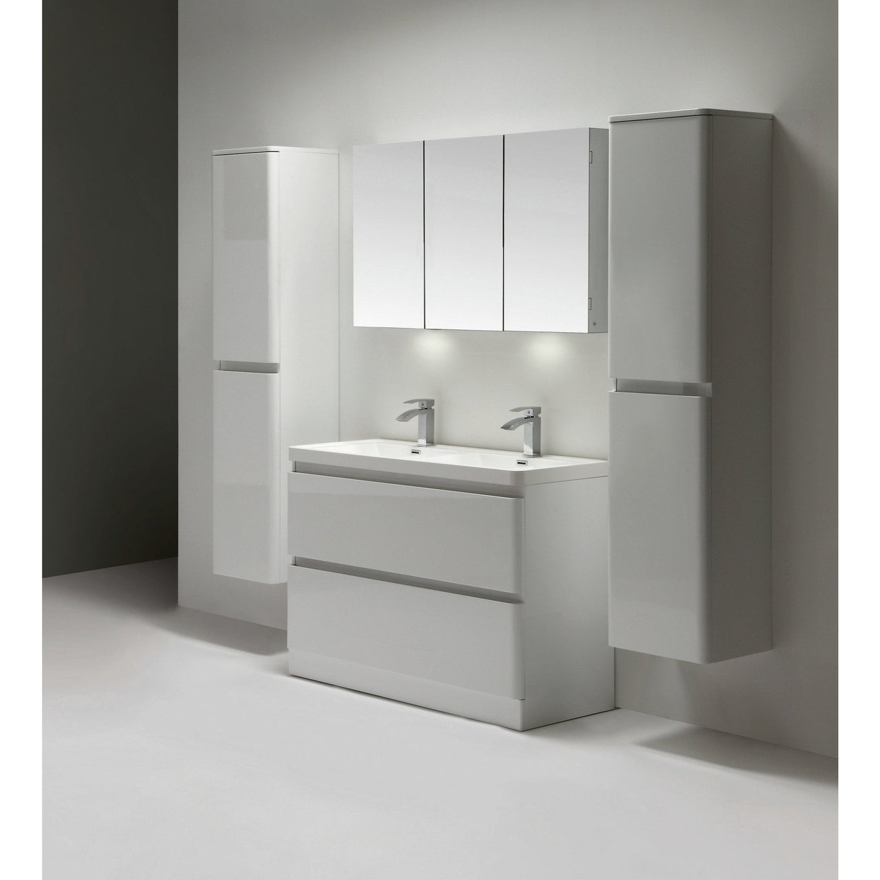 Eviva Glazzy® 48" Floor Mount Modern Vanity with Double Sink (High Glossy White) Vanity Eviva 