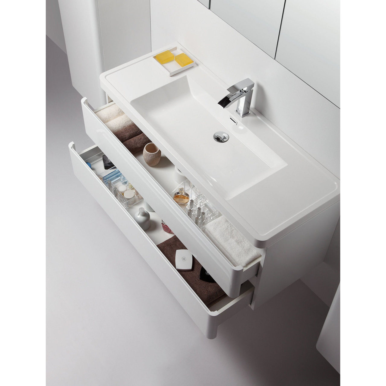 Eviva Glazzy® 48" Wall Mount Modern Vanity with Single Sink (High Glossy White) Vanity Eviva 