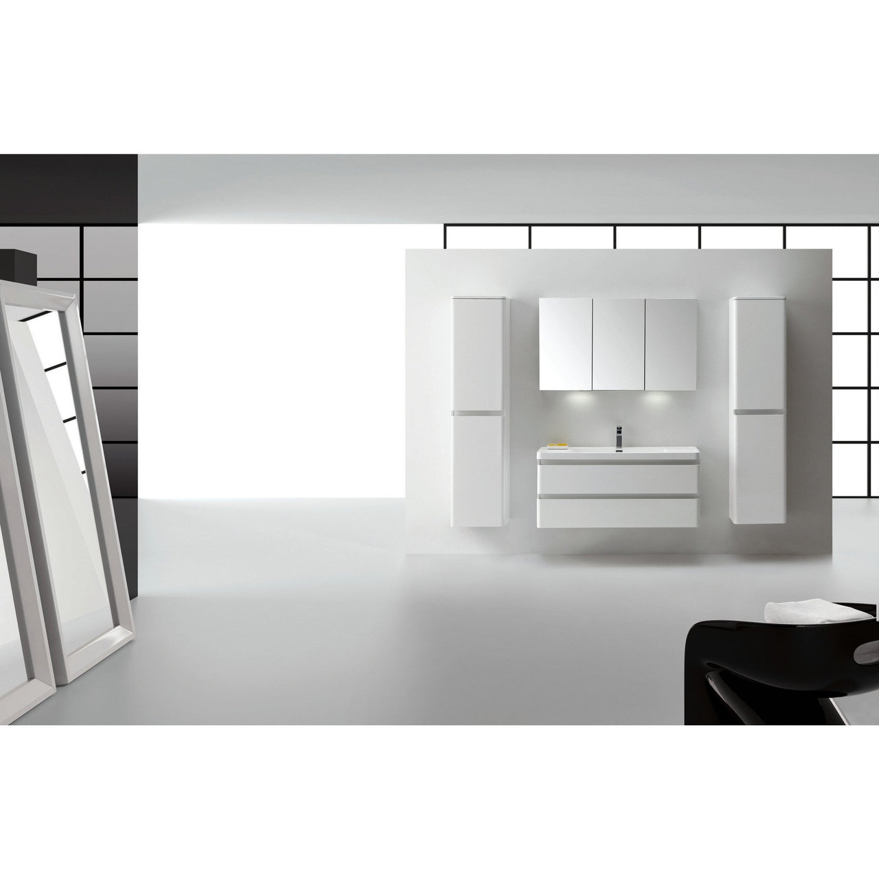 Eviva Glazzy® 48" Wall Mount Modern Vanity with Single Sink (High Glossy White) Vanity Eviva 