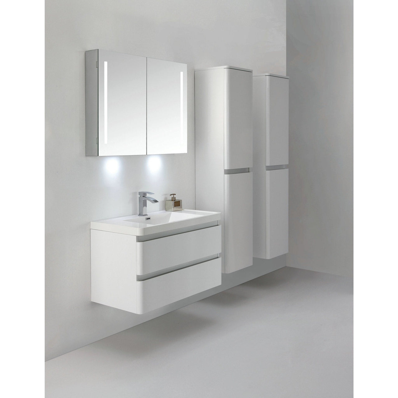 Eviva Glazzy® 36" Wall Mount Modern Bathroom Vanity (High Glossy White) Vanity Eviva 