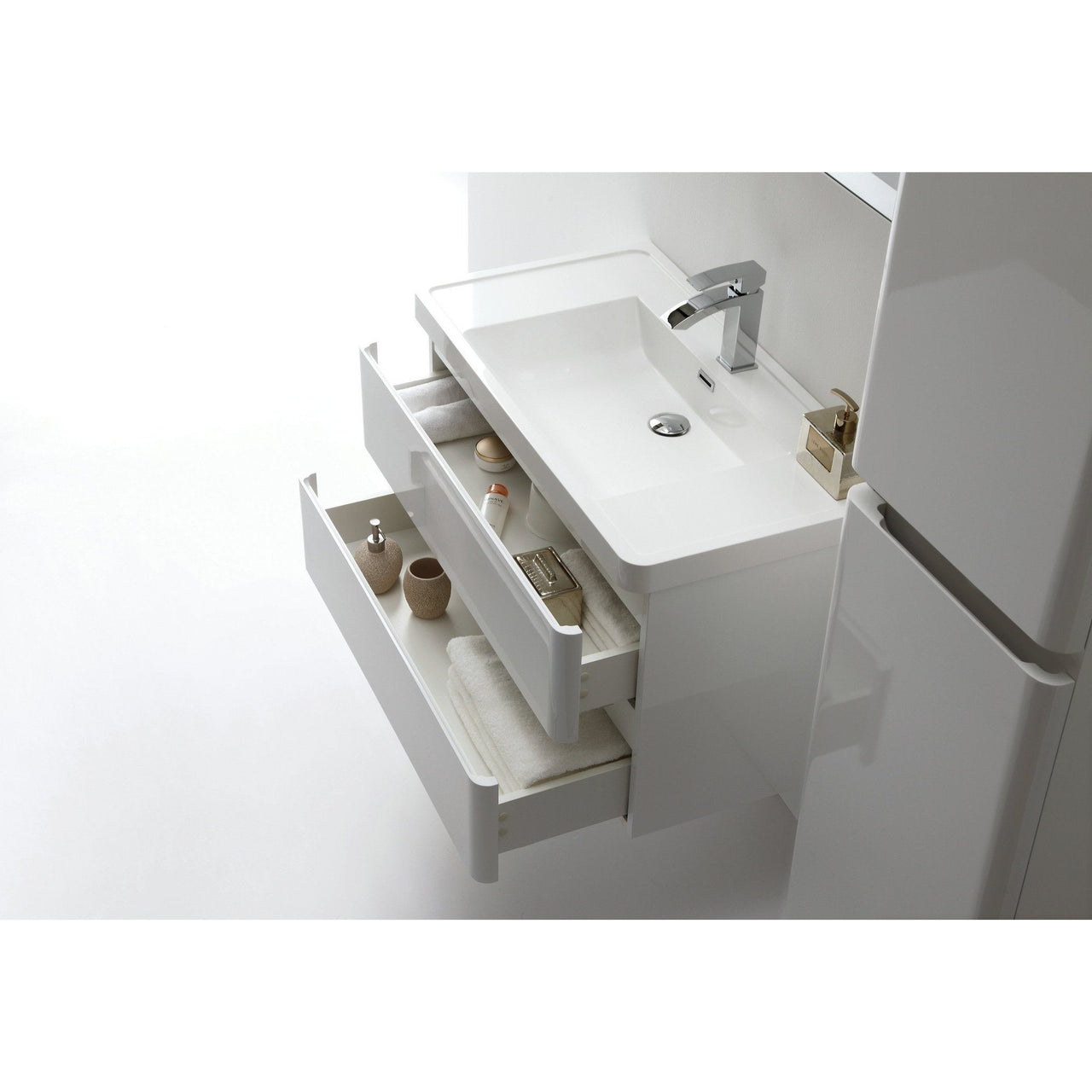 Eviva Glazzy® 36" Wall Mount Modern Bathroom Vanity (High Glossy White) Vanity Eviva 