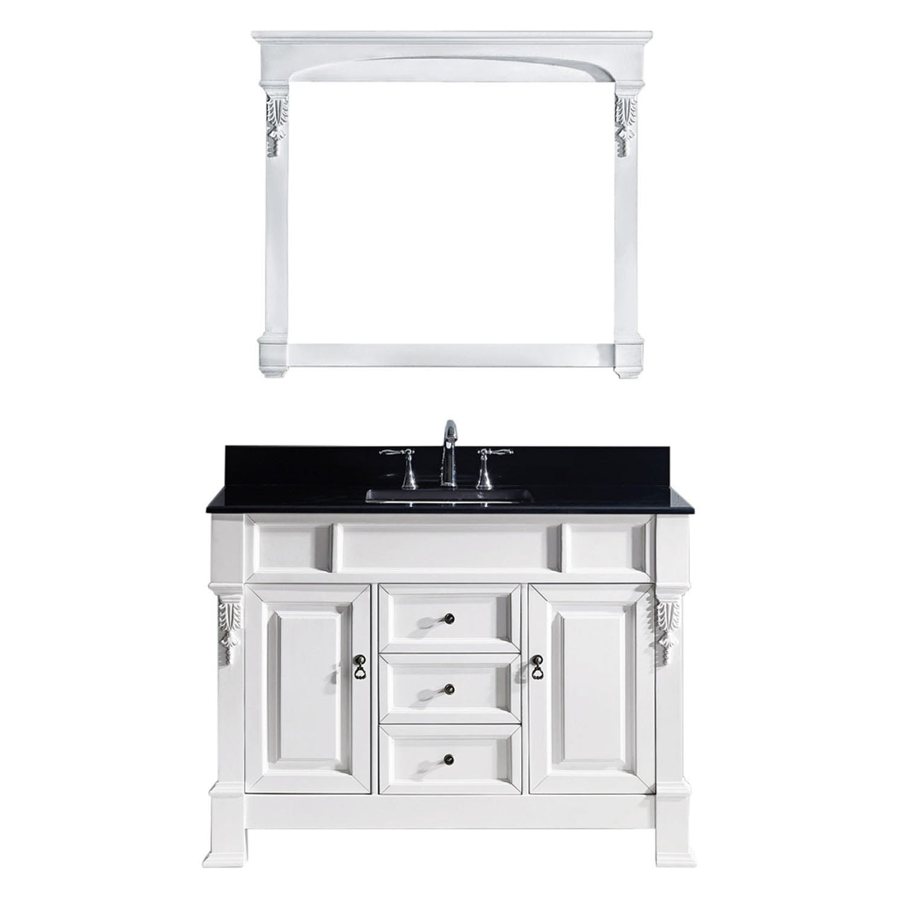 Virtu USA Huntshire 48" Single Square Sink White Top Vanity in White with Mirror Vanity Virtu USA 