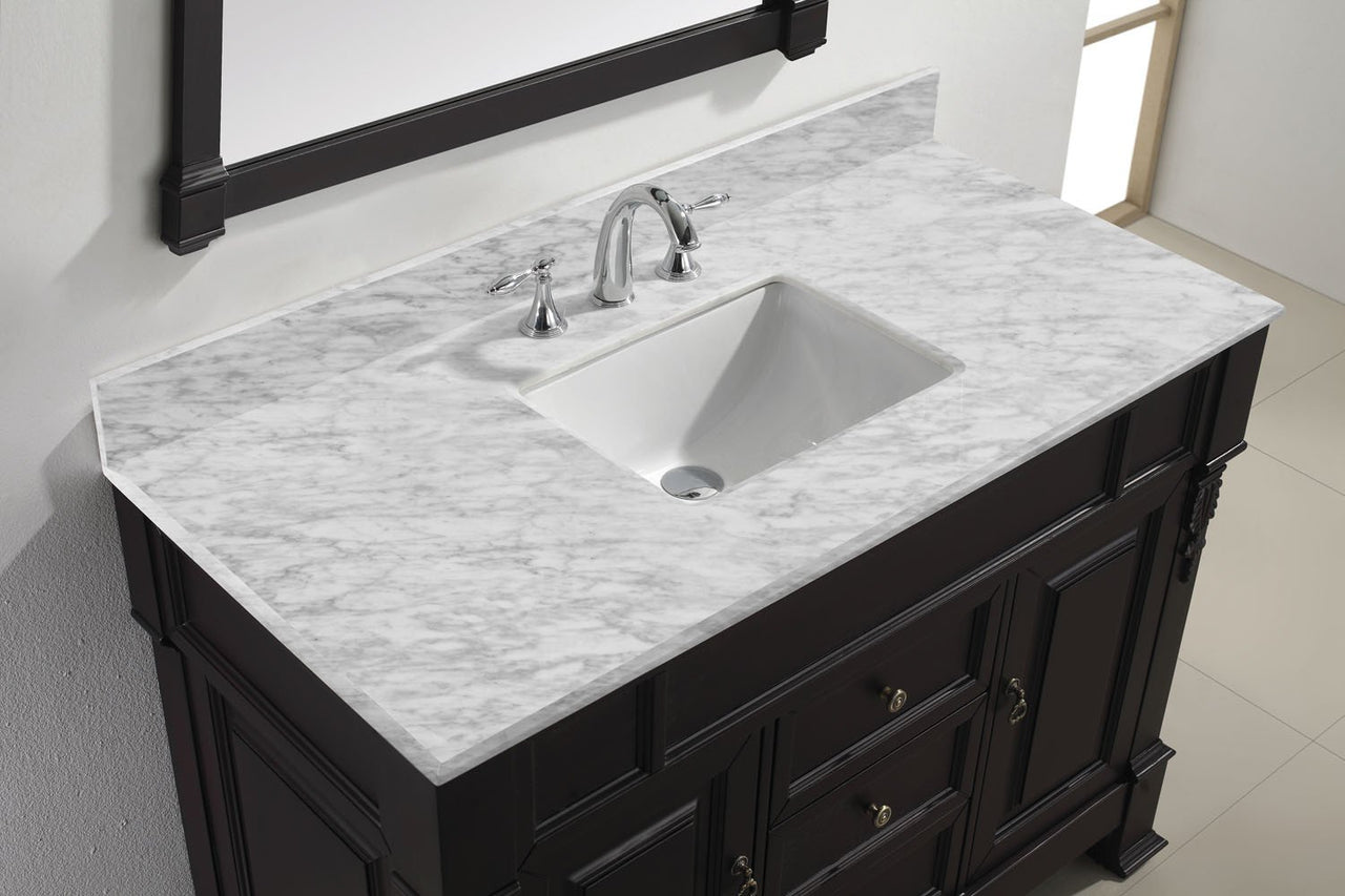 Virtu USA Huntshire 48" Single Square Sink Dark Walnut Top Vanity in Dark Walnut with Mirror Vanity Virtu USA 