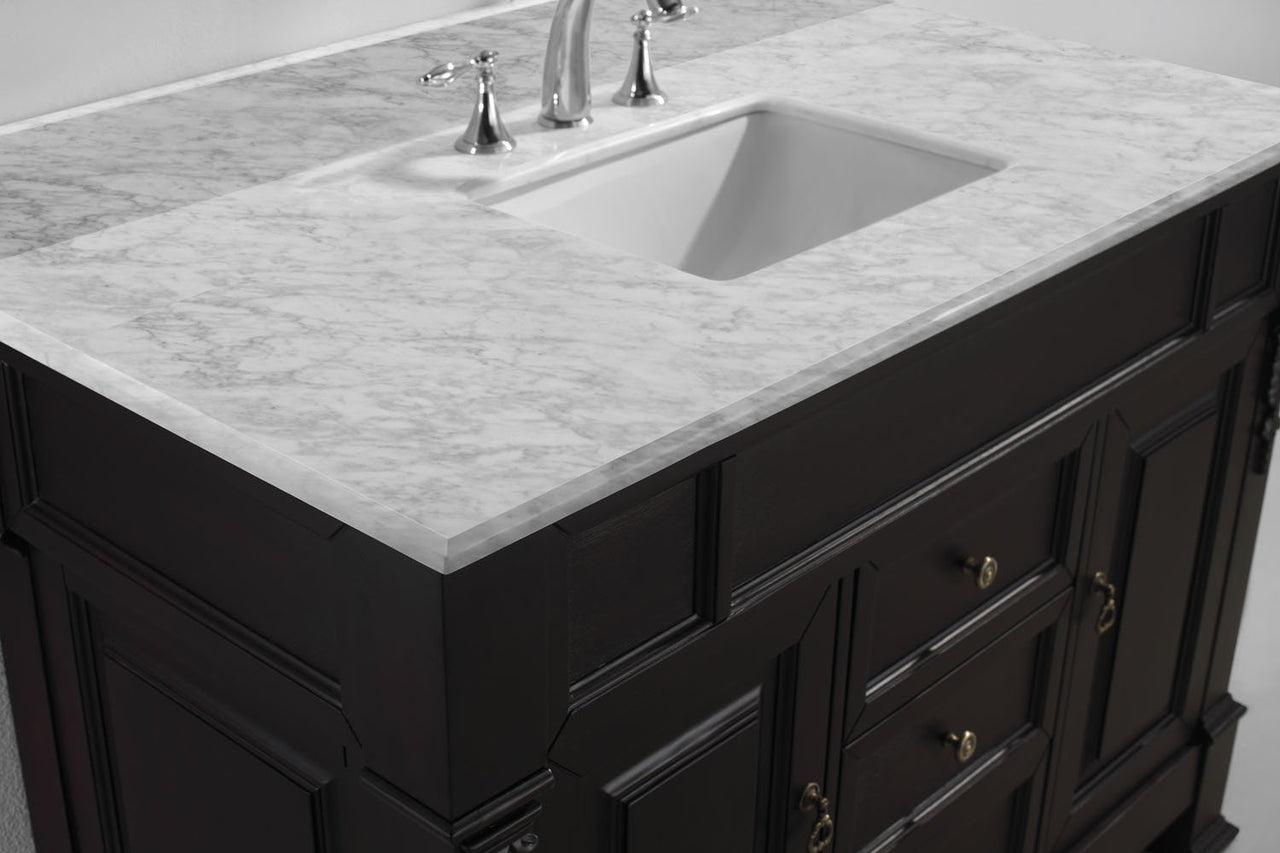 Virtu USA Huntshire 48" Single Square Sink Dark Walnut Top Vanity in Dark Walnut with Mirror Vanity Virtu USA 