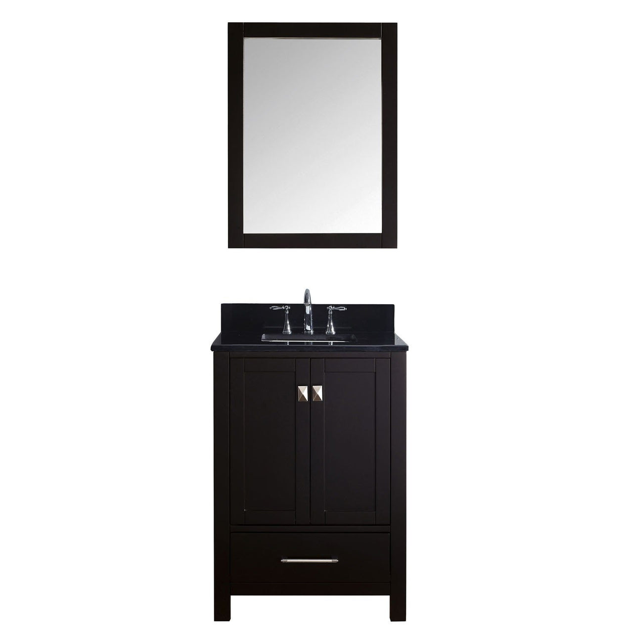 Virtu USA Caroline Avenue 24" Single Square Sink Espresso Top with Mirror Vanity Virtu USA 