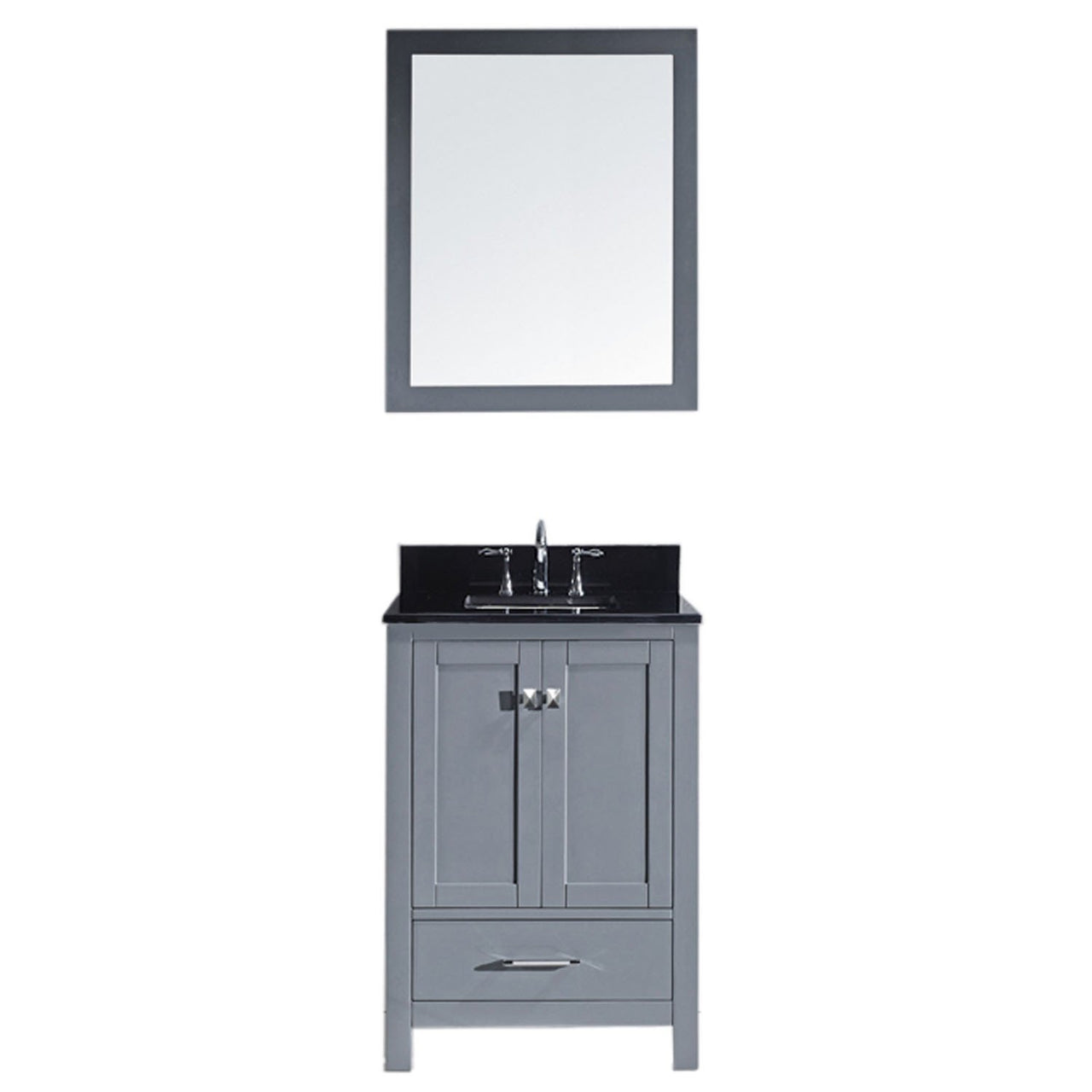 Virtu USA Caroline Avenue 24" Single Square Sink Grey Top Vanity in Grey with Mirror Vanity Virtu USA 