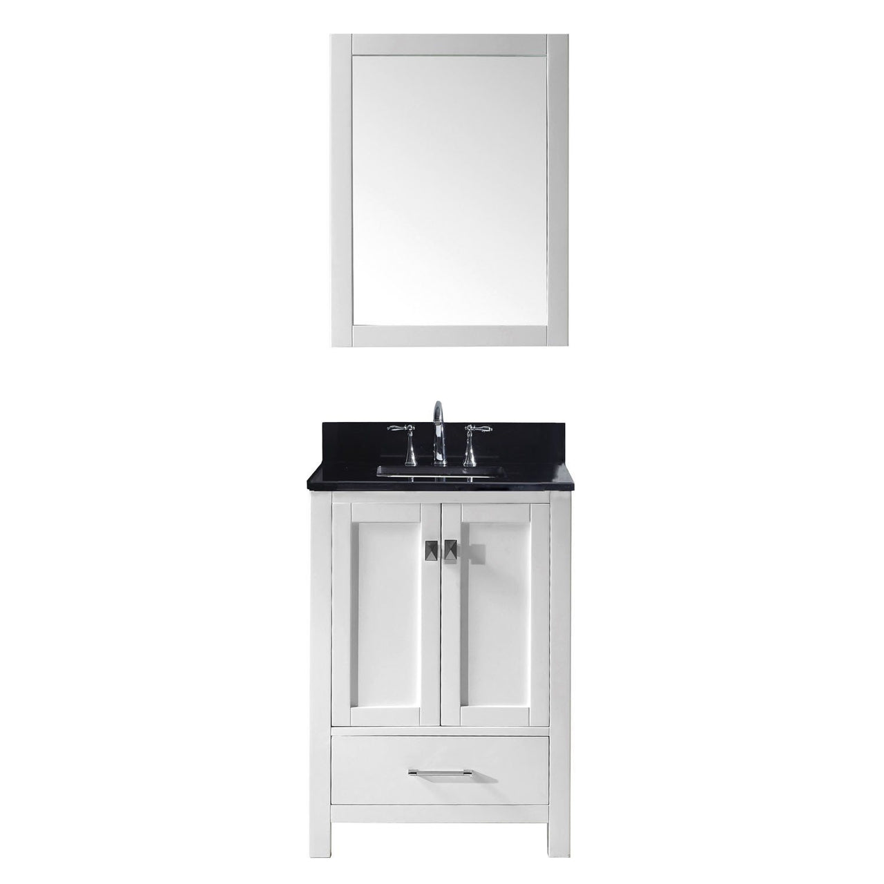 Virtu USA Caroline Avenue 24" Single Square Sink White Top Vanity in White with Mirror Vanity Virtu USA 