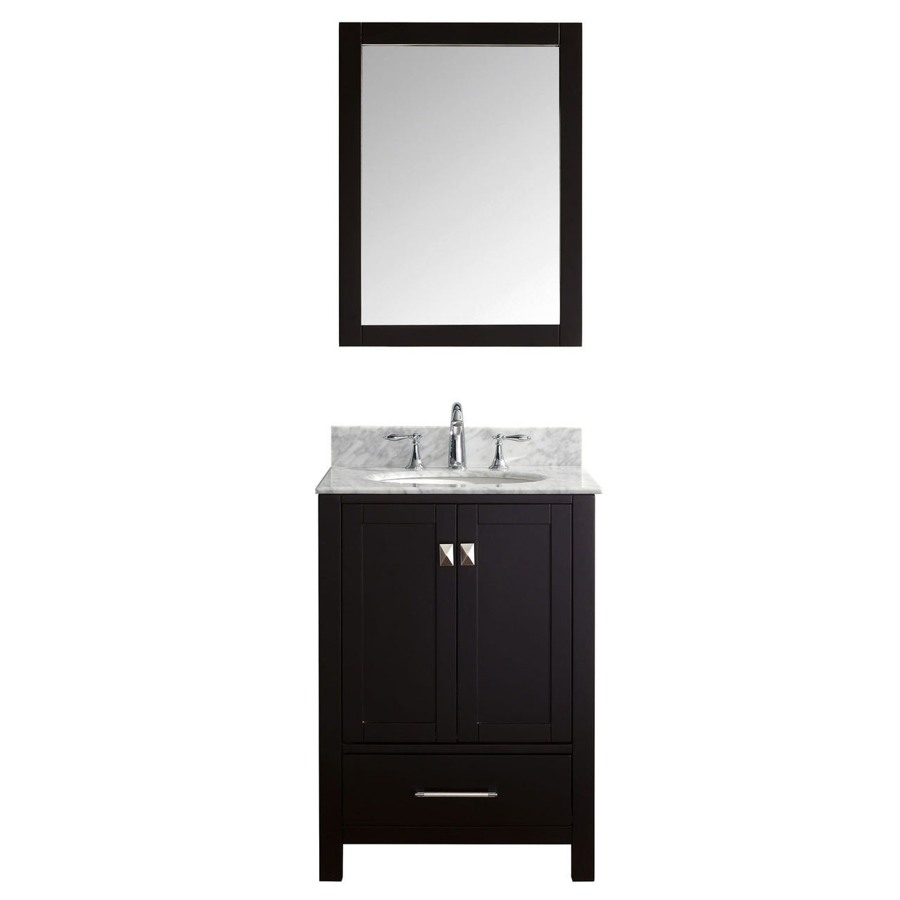 Virtu USA Caroline Avenue 24" Single Round Sink Espresso Top with Mirror Vanity Virtu USA 