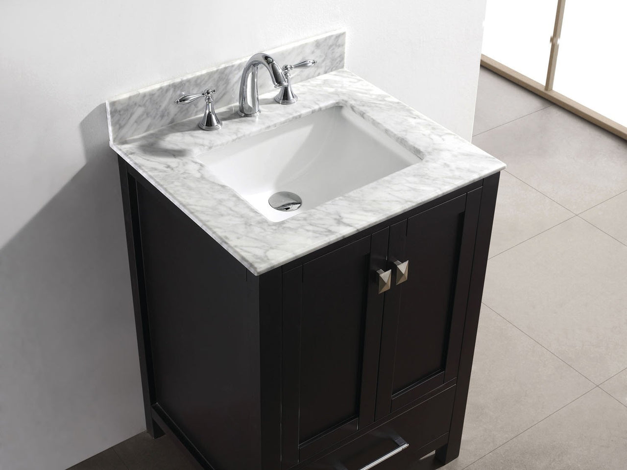 Virtu USA Caroline Avenue 24" Single Square Sink Espresso Top with Mirror Vanity Virtu USA 