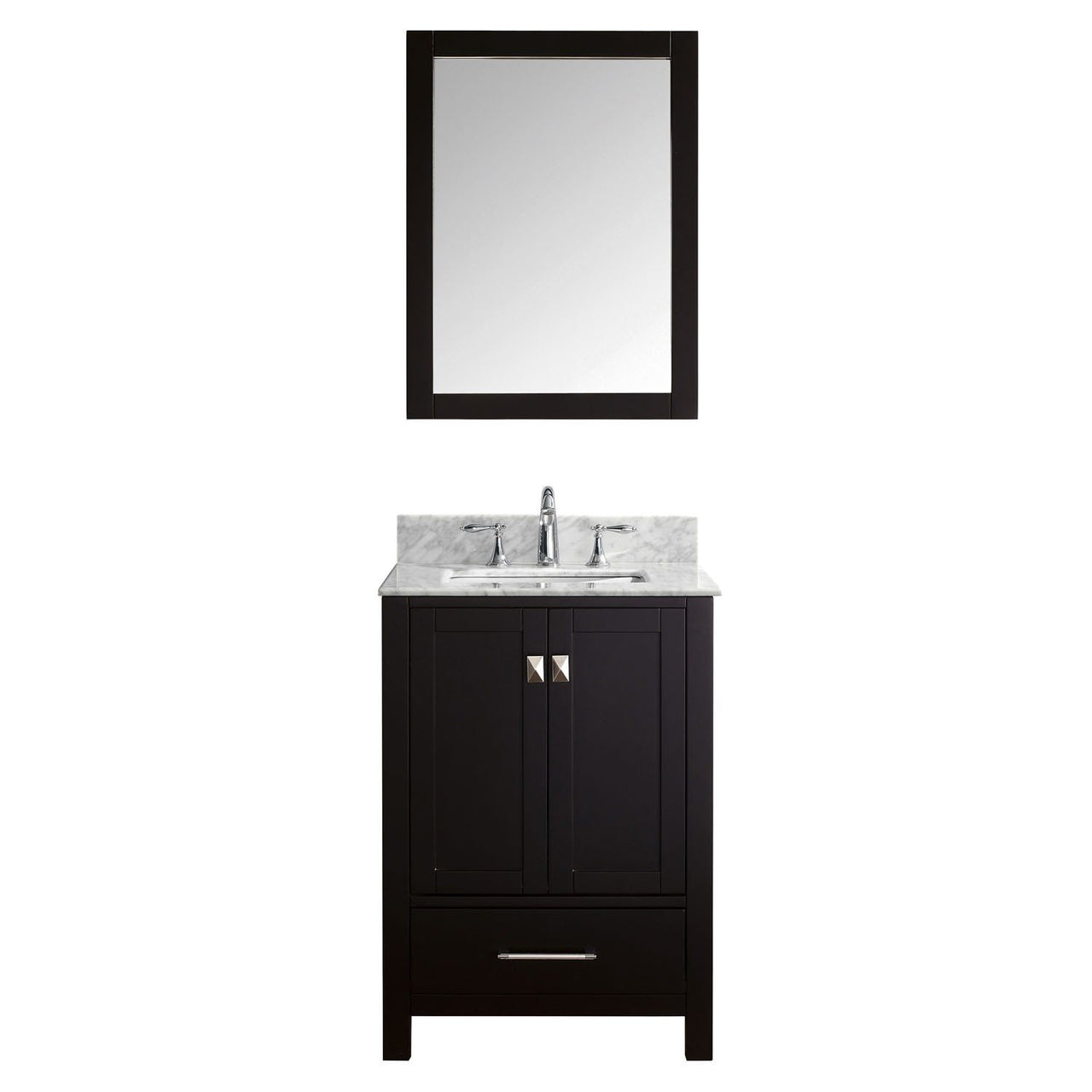 Virtu USA Caroline Avenue 24" Single Square Sink Espresso Top with Mirror Vanity Virtu USA 