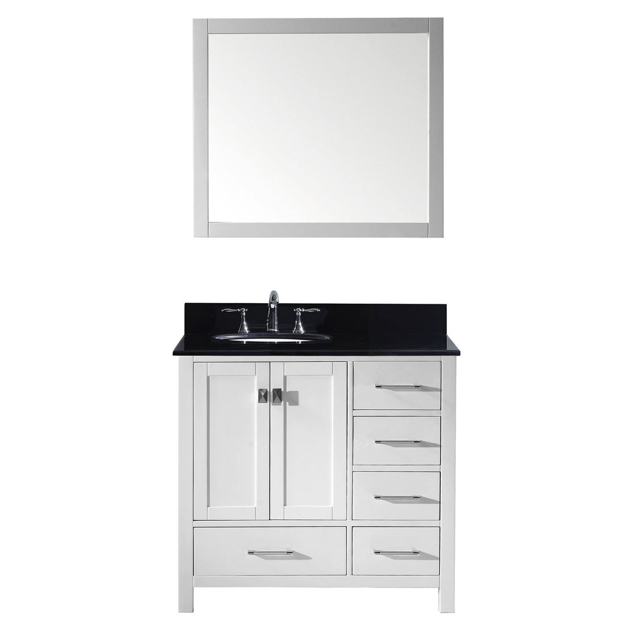 Virtu USA Caroline Avenue 36" Single Round Sink White Top with Mirror Vanity Virtu USA 
