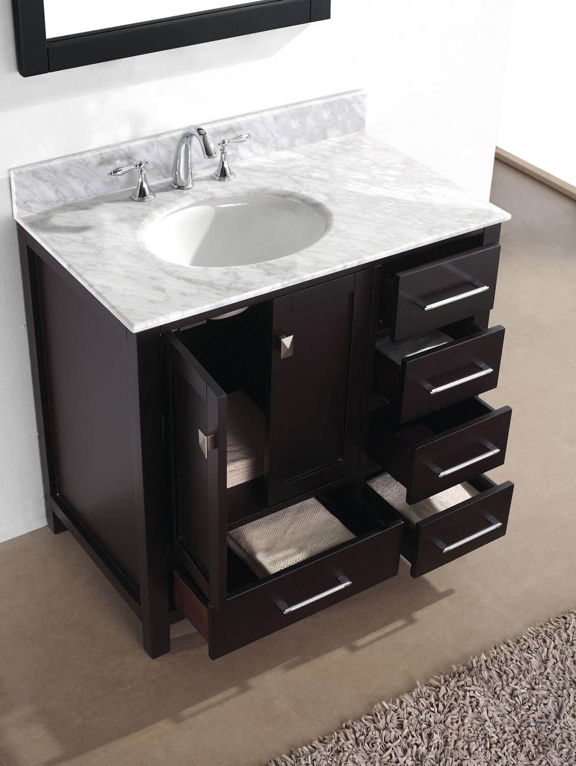 Virtu USA Caroline Avenue 36" Single Round Sink Espresso Top with Mirror Vanity Virtu USA 