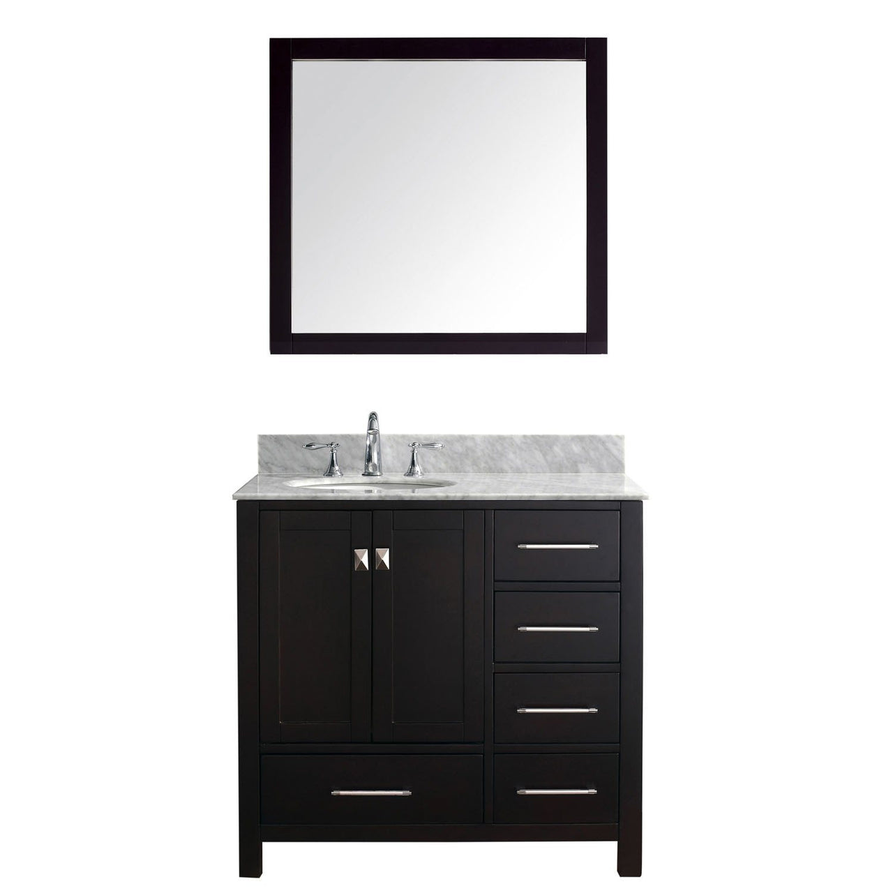 Virtu USA Caroline Avenue 36" Single Round Sink Espresso Top with Mirror Vanity Virtu USA 