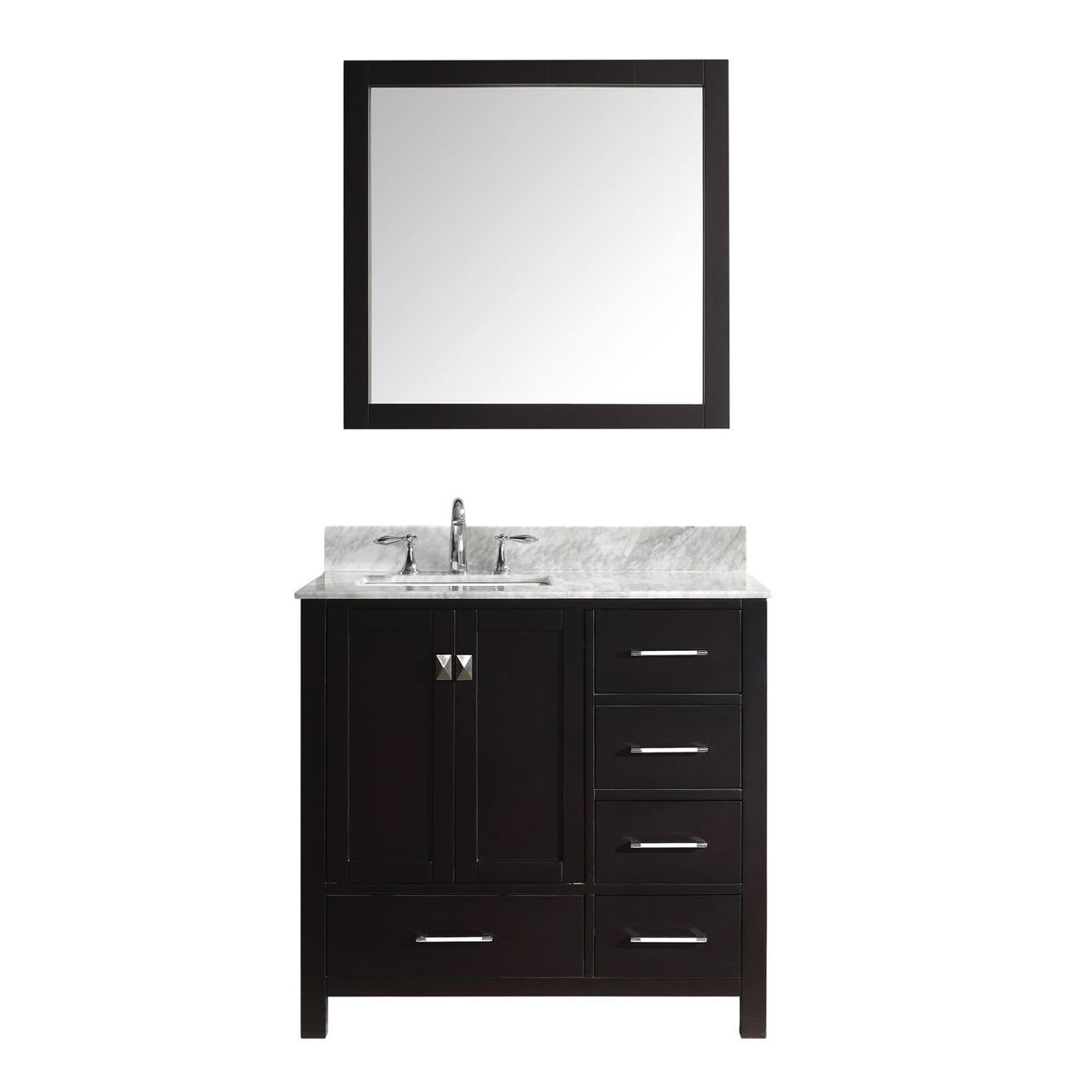 Virtu USA Caroline Avenue 36" Single Square Sink Espresso Top with Mirror Vanity Virtu USA 
