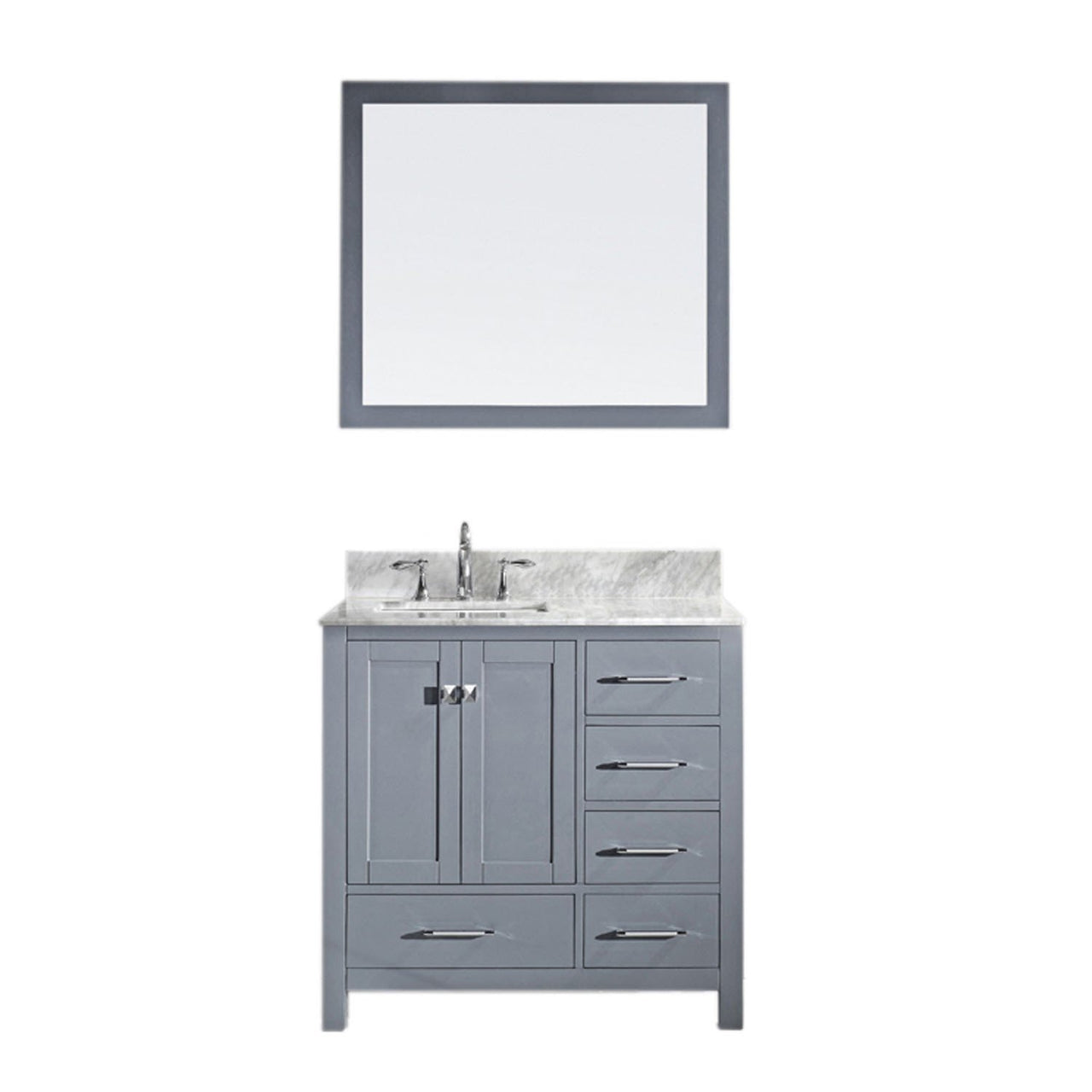 Virtu USA Caroline Avenue 36" Single Square Sink Grey Top with Mirror Vanity Virtu USA 