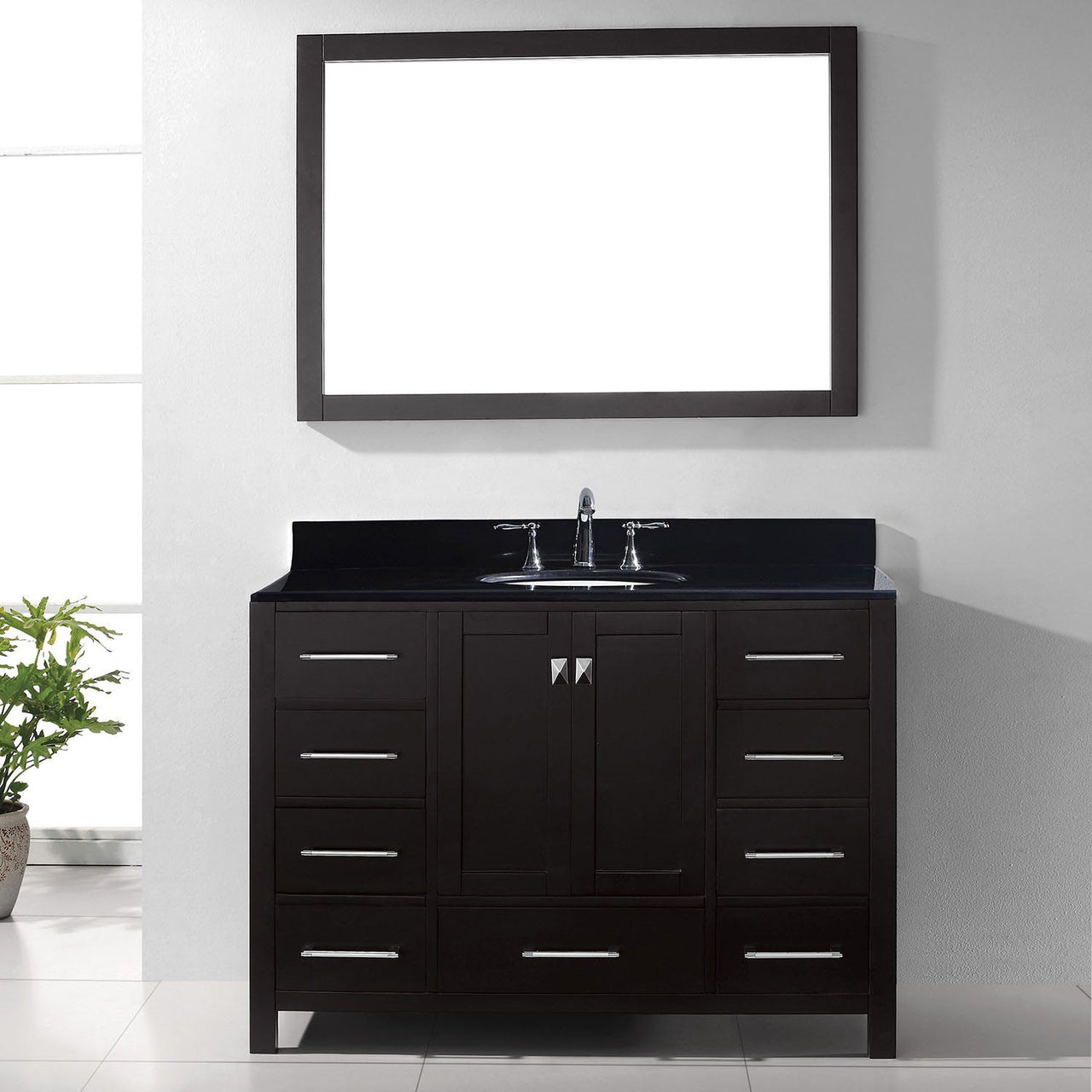 Virtu USA Caroline Avenue 48" Single Round Sink Espresso Top Vanity in Espresso with Mirror Vanity Virtu USA 