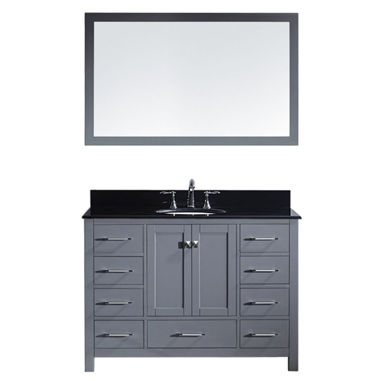 Virtu USA Caroline Avenue 48" Single Round Sink Grey Top with Mirror Vanity Virtu USA 