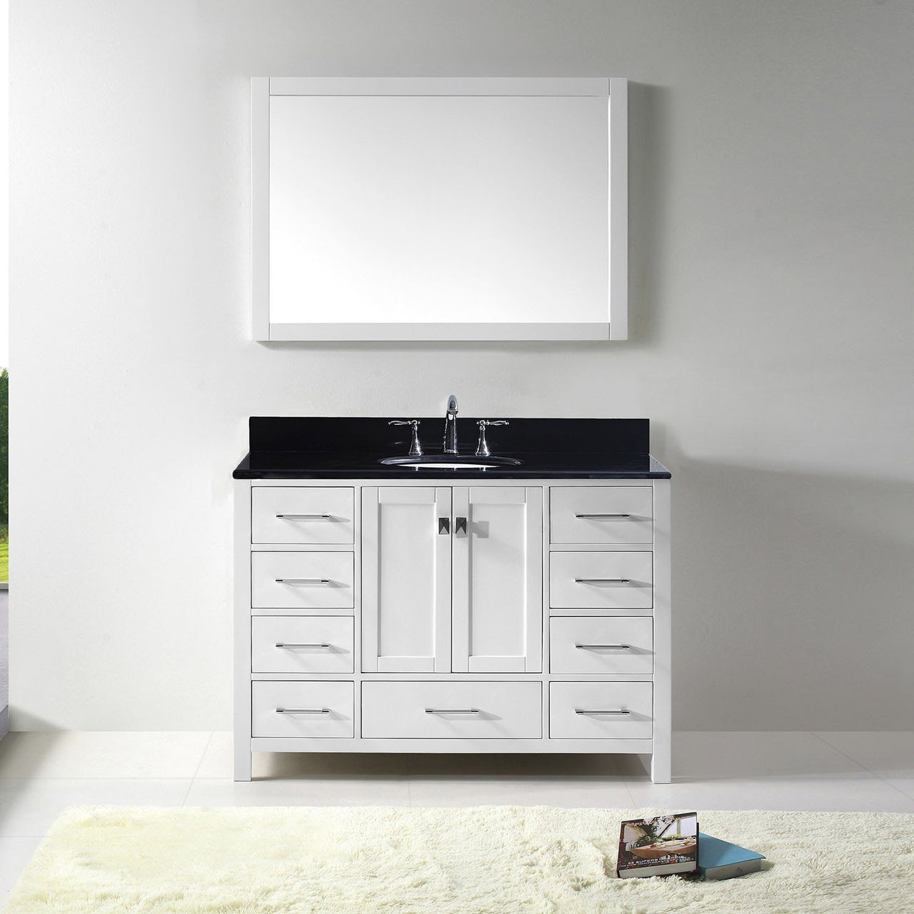 Virtu USA Caroline Avenue 48" Single Round Sink White Top with Mirror Vanity Virtu USA 