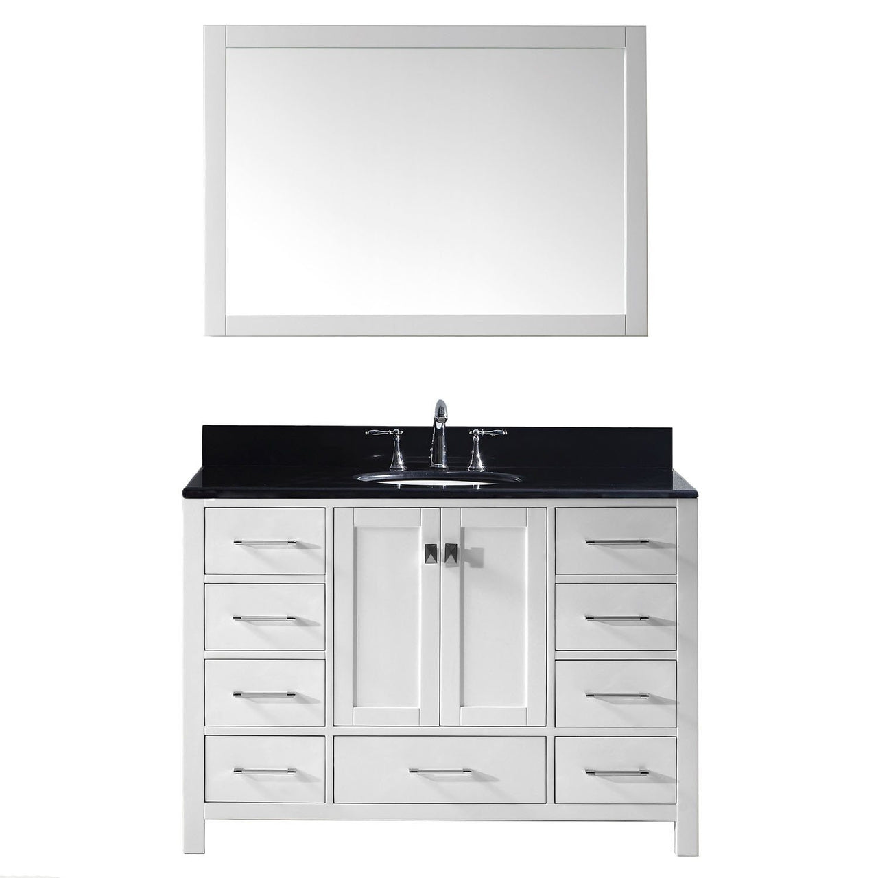 Virtu USA Caroline Avenue 48" Single Round Sink White Top with Mirror Vanity Virtu USA 
