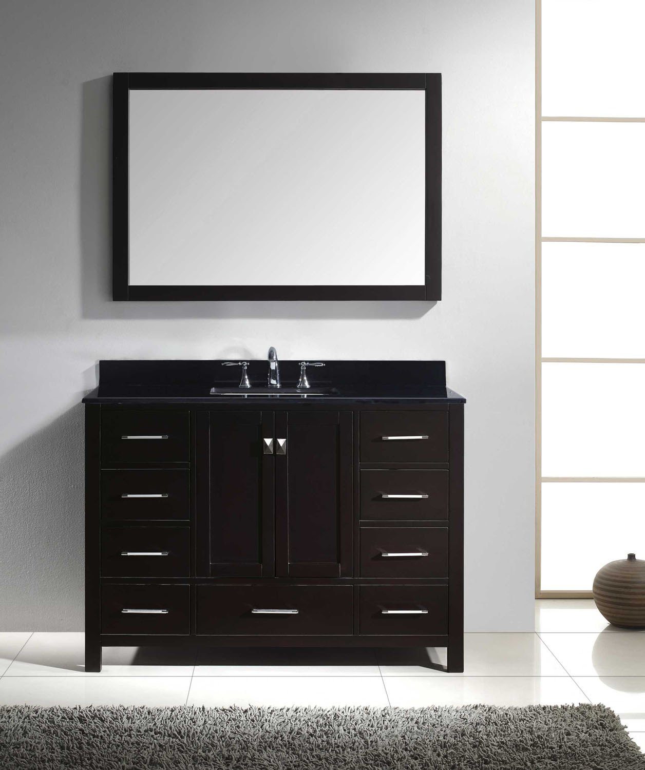 Virtu USA Caroline Avenue 48" Single Square Sink Espresso Top Vanity in Espresso with Mirror Vanity Virtu USA 
