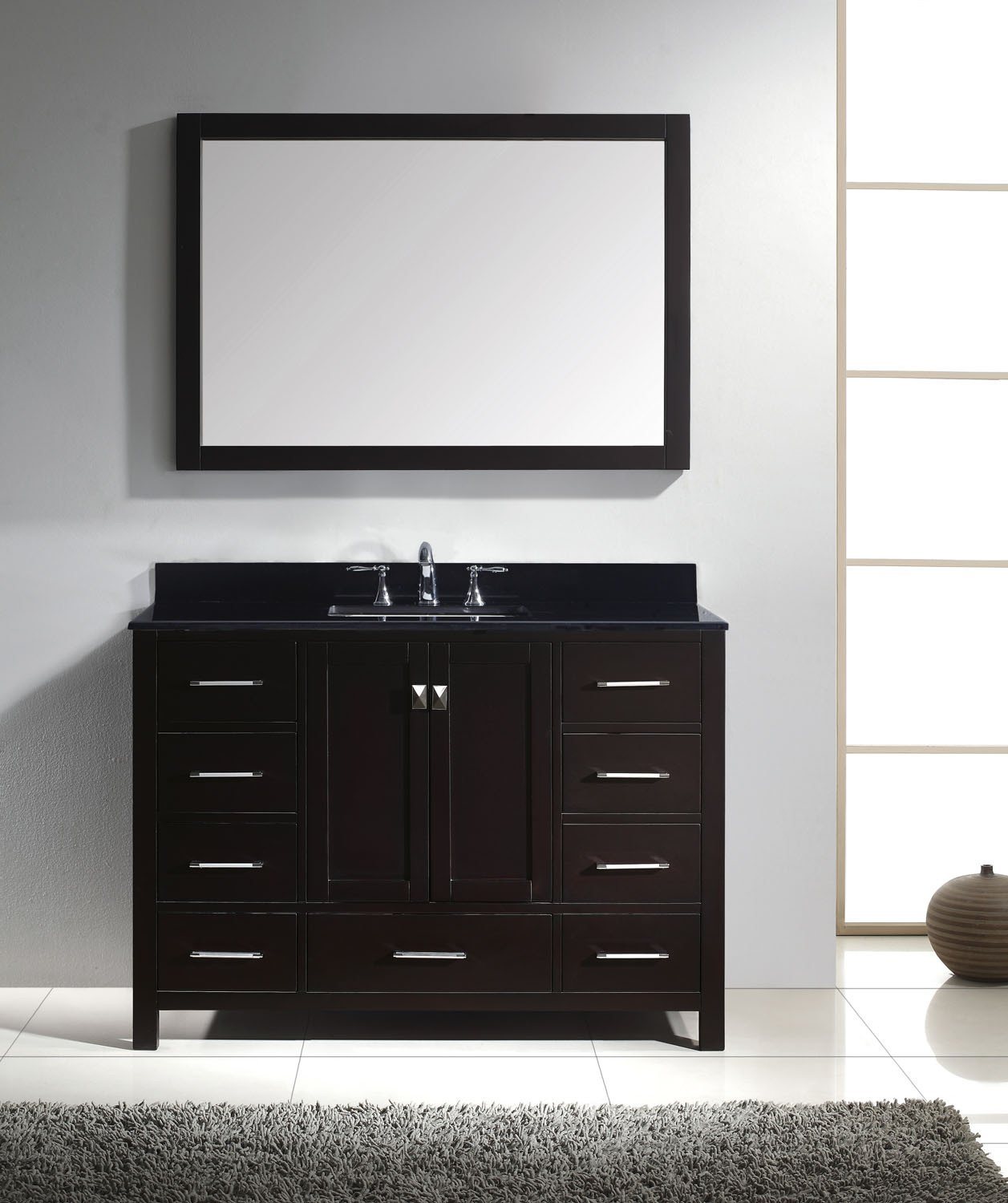 Virtu USA Caroline Avenue 48" Single Square Sink Espresso Top Vanity in Espresso with Mirror Vanity Virtu USA 