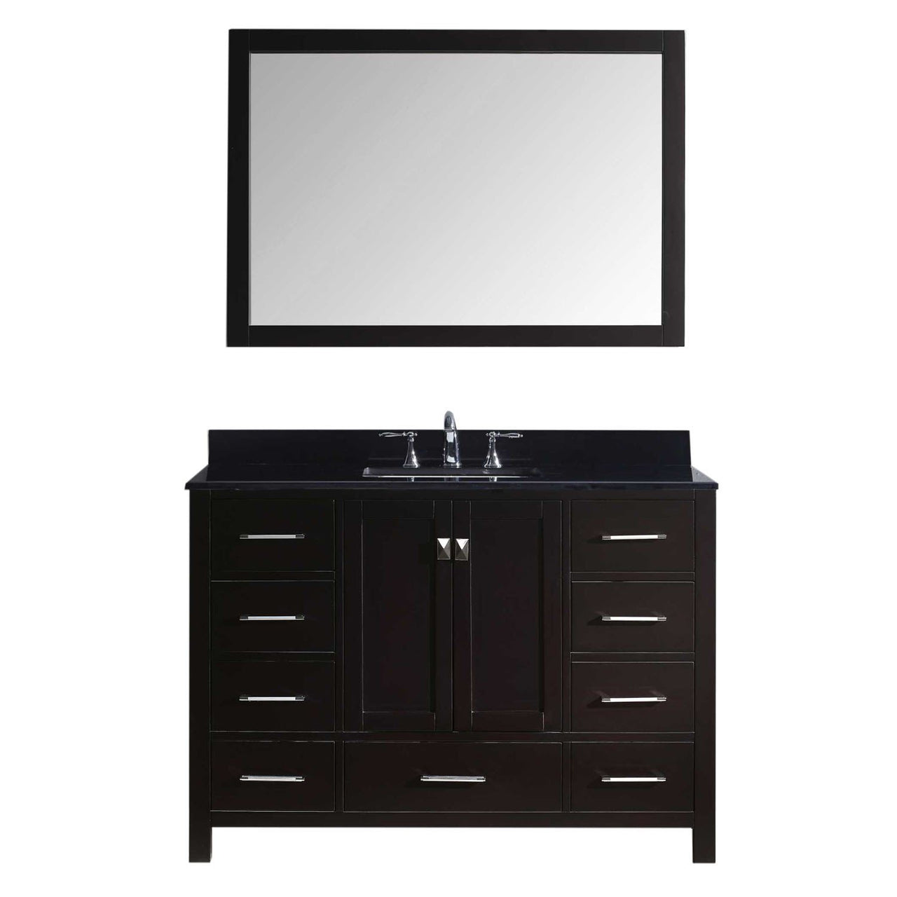 Virtu USA Caroline Avenue 48" Single Square Sink Espresso Top Vanity in Espresso with Mirror Vanity Virtu USA 