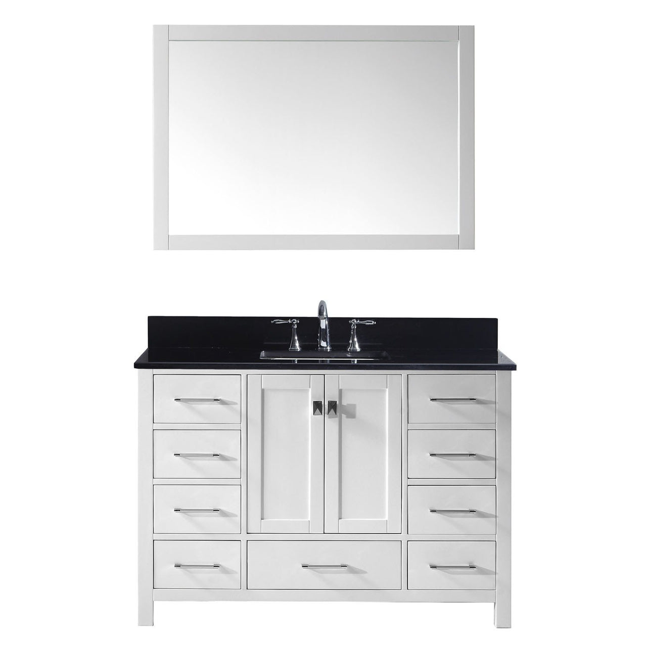 Virtu USA Caroline Avenue 48" Single Square Sink White Top Vanity in White with Mirror Vanity Virtu USA 